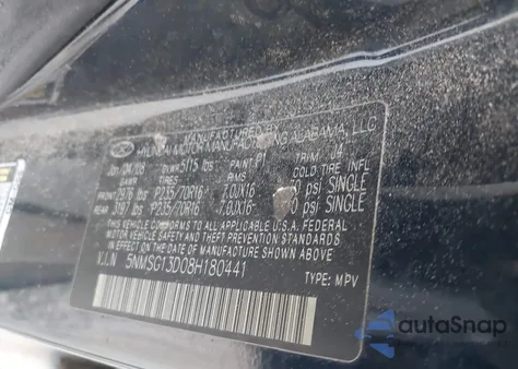 2008 Hyundai Santa Fe Gls z USA, uszkodzony, nr VIN 5NMSG13D08H180441